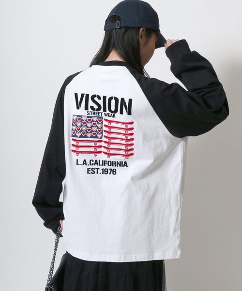 VISION STREET WEAR(ヴィジョンストリートウェア)の「VISION STREET WEAR/ヴィジョンストリートウエア オーバーサイズ ワンポイントロゴ スケボー ハートバックプリント ラグランロンT レディース メンズ(Tシャツ/カットソー・レディース・アッシュグレー/ブラック/ホワイト系その他・LL/M/L)」の12枚目の写真
