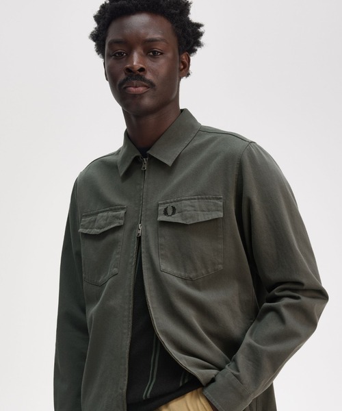 FRED PERRY ツイルジップオーバーシャツ セール】Twill Zip-Through Overshirt／ツイルジップオーバー