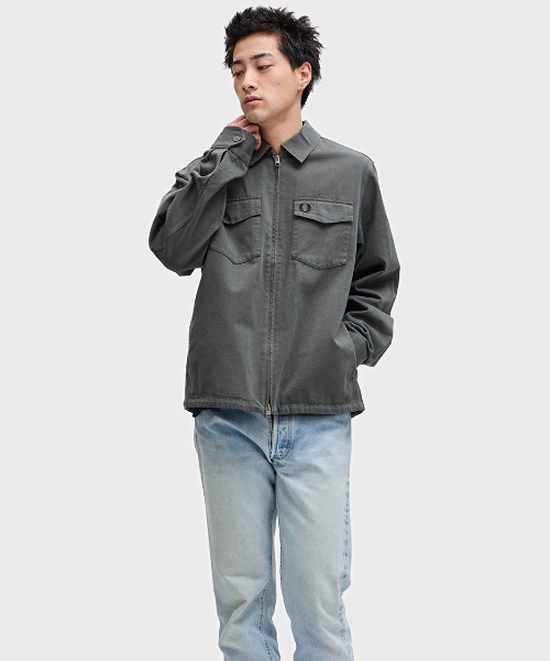 FRED PERRY ツイルジップオーバーシャツ セール】Twill Zip-Through Overshirt／ツイルジップオーバー