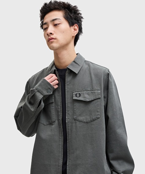 FRED PERRY ツイルジップオーバーシャツ セール】Twill Zip-Through Overshirt／ツイルジップオーバー