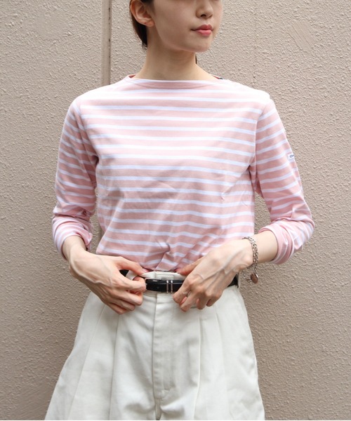 ORCIVAL（オーシバル）の「ORCIVAL/オーシバル　ボートネックロングスリーブプルオーバー　ボーダー　BOATNECK LONGSLEEVE P.O. BORDER　OR-C0414 BFJ（Tシャツ/カットソー・レディース・グレー/ラベンダー/チャコールグレー/ピンク・2）」の4枚目の写真