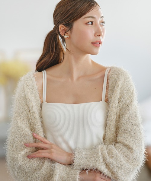 YU'NOW(ユナウ)の「Wストラップブラキャミ【カップ付インナー】(キャミソール・レディース・ブラック/ホワイト・LL/L/M/S)」の2枚目の写真