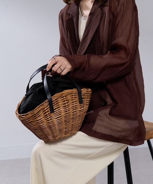 ⭐️週末セール⭐️美品⭐️ザバグマティBagmatiアラログ×レザーかごバッグ⭐️ ザバグマティ Bagmati かごバッグ アラログ×レザー 美品 デイリー ログ