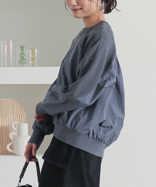 n'OrLABEL(ノアールレーベル)の「異素材切り替えプルオーバー(Tシャツ/カットソー・レディース・ブルー/チャコール/アイボリー・2/1)」の11枚目の写真