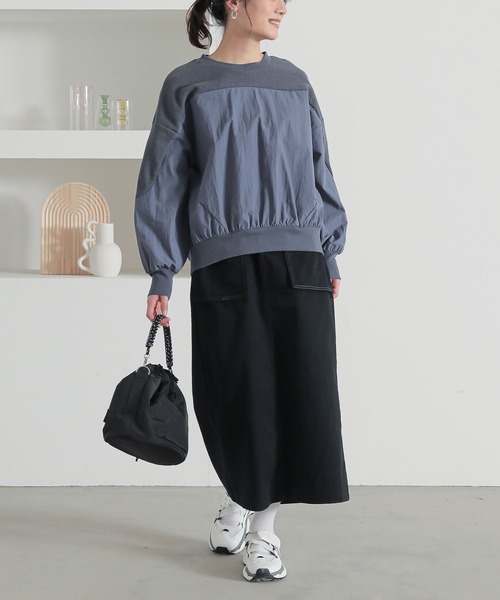 n'OrLABEL(ノアールレーベル)の「異素材切り替えプルオーバー(Tシャツ/カットソー・レディース・ブルー/チャコール/アイボリー・2/1)」の12枚目の写真