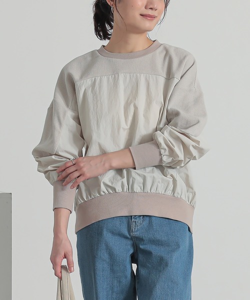 n'OrLABEL(ノアールレーベル)の「異素材切り替えプルオーバー(Tシャツ/カットソー・レディース・ブルー/チャコール/アイボリー・2/1)」の5枚目の写真