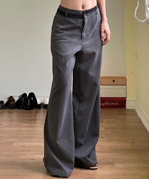 sevens（セブンズ）の「【sevens】PT ダブルウエストストライプパンツ（その他パンツ・レディース・グレー・FREE）」の2枚目の写真