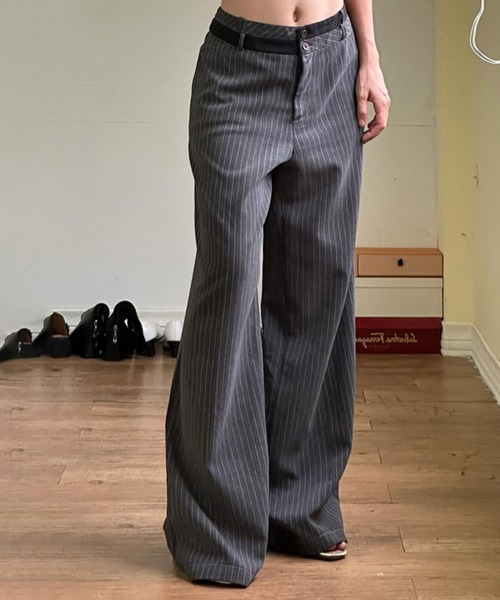 sevens（セブンズ）の「【sevens】PT ダブルウエストストライプパンツ（その他パンツ・レディース・グレー・FREE）」の4枚目の写真