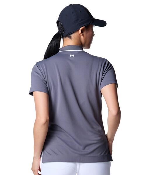 UNDER ARMOUR(アンダーアーマー)の「UAアーマードライ ショートスリーブ モックネック シャツ(ゴルフ/レディース)(ポロシャツ・レディース・グレー×ホワイト・M/L/XL)」の2枚目の写真
