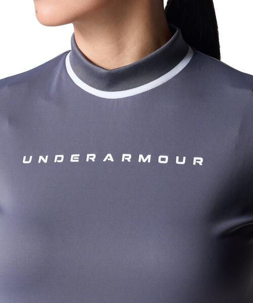 UNDER ARMOUR(アンダーアーマー)の「UAアーマードライ ショートスリーブ モックネック シャツ(ゴルフ/レディース)(ポロシャツ・レディース・グレー×ホワイト・M/L/XL)」の4枚目の写真