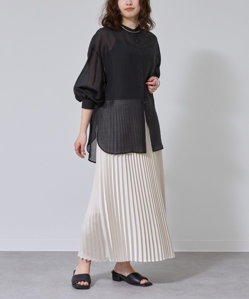 COLONY 2139（コロニートゥーワンスリーナイン）の「シアーバンドカラー長袖シャツ（シャツ/ブラウス・レディース・ブラック/サックスブルー/ホワイト/ライトグレー/ブラウン/モスグリーン・FREE）」の16枚目の写真