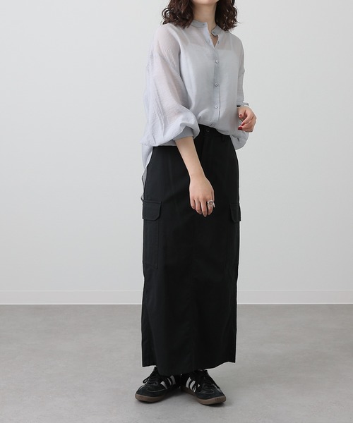 COLONY 2139（コロニートゥーワンスリーナイン）の「シアーバンドカラー長袖シャツ（シャツ/ブラウス・レディース・ブラック/サックスブルー/ホワイト/ライトグレー/ブラウン/モスグリーン・FREE）」の7枚目の写真