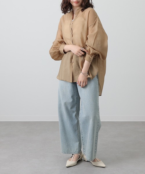 COLONY 2139（コロニートゥーワンスリーナイン）の「シアーバンドカラー長袖シャツ（シャツ/ブラウス・レディース・ブラック/サックスブルー/ホワイト/ライトグレー/ブラウン/モスグリーン・FREE）」の10枚目の写真