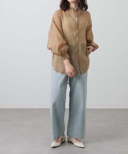 COLONY 2139（コロニートゥーワンスリーナイン）の「シアーバンドカラー長袖シャツ（シャツ/ブラウス・レディース・ブラック/サックスブルー/ホワイト/ライトグレー/ブラウン/モスグリーン・FREE）」の9枚目の写真