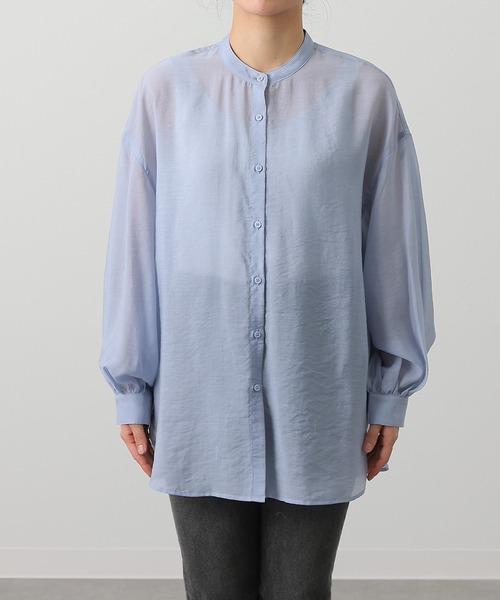 COLONY 2139（コロニートゥーワンスリーナイン）の「シアーバンドカラー長袖シャツ（シャツ/ブラウス・レディース・ブラック/サックスブルー/ホワイト/ライトグレー/ブラウン/モスグリーン・FREE）」の19枚目の写真