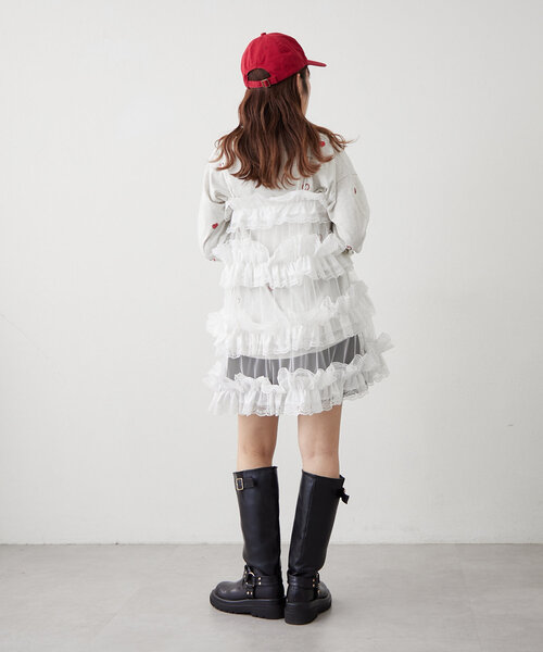 w closet（ダブルクローゼット）の「レースティアードキャミ（ワンピース・レディース・オフホワイト/ブラック・FREE）」の21枚目の写真