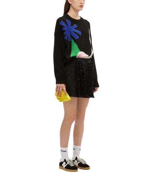 MSGM(エムエスジーエム)の「フローラル スラブジャガード ミニスカート(スカート・レディース・ブラック・40)」の4枚目の写真