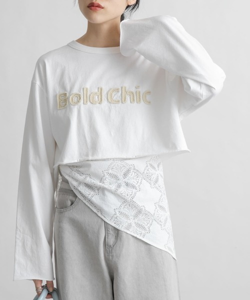 KBF(ケイビーエフ)の「パッチワークロゴTEE(Tシャツ/カットソー・レディース・ピンク/チャコールグレー/オフホワイト・ONE)」の1枚目の写真