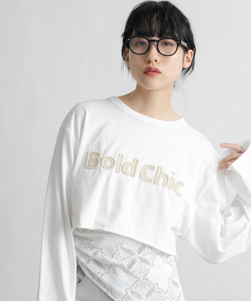 KBF(ケイビーエフ)の「パッチワークロゴTEE(Tシャツ/カットソー・レディース・ピンク/チャコールグレー/オフホワイト・ONE)」の4枚目の写真