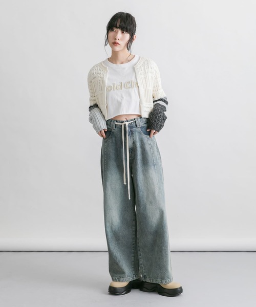 KBF(ケイビーエフ)の「パッチワークロゴTEE(Tシャツ/カットソー・レディース・ピンク/チャコールグレー/オフホワイト・ONE)」の10枚目の写真