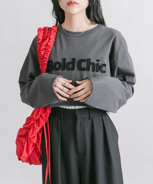 KBF(ケイビーエフ)の「パッチワークロゴTEE(Tシャツ/カットソー・レディース・ピンク/チャコールグレー/オフホワイト・ONE)」の12枚目の写真