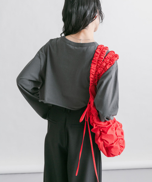 KBF(ケイビーエフ)の「パッチワークロゴTEE(Tシャツ/カットソー・レディース・ピンク/チャコールグレー/オフホワイト・ONE)」の14枚目の写真