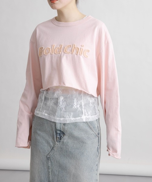 KBF(ケイビーエフ)の「パッチワークロゴTEE(Tシャツ/カットソー・レディース・ピンク/チャコールグレー/オフホワイト・ONE)」の18枚目の写真