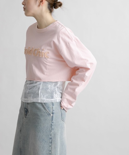 KBF(ケイビーエフ)の「パッチワークロゴTEE(Tシャツ/カットソー・レディース・ピンク/チャコールグレー/オフホワイト・ONE)」の19枚目の写真