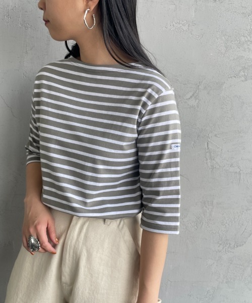 ORCIVAL（オーシバル）の「[ORCIVAL/オーシバル] ボートネック 5分袖カットソー（Tシャツ/カットソー・レディース・ブラック/グレー/ホワイト/ピンク/ラベンダー・2）」の4枚目の写真