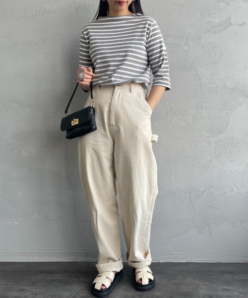 ORCIVAL（オーシバル）の「[ORCIVAL/オーシバル] ボートネック 5分袖カットソー（Tシャツ/カットソー・レディース・ブラック/グレー/ホワイト/ピンク/ラベンダー・2）」の8枚目の写真