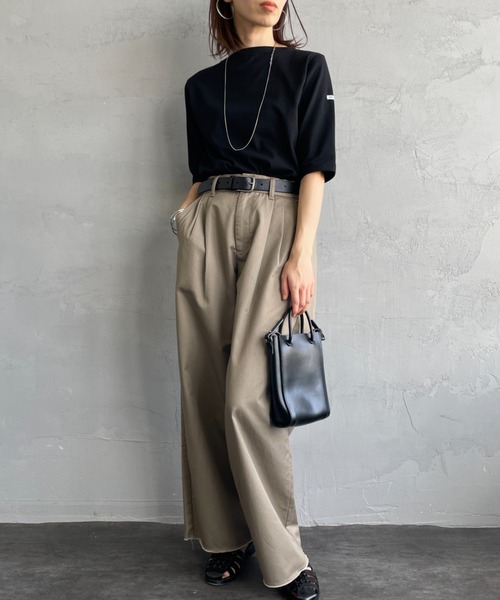 ORCIVAL（オーシバル）の「[ORCIVAL/オーシバル] ボートネック 5分袖カットソー（Tシャツ/カットソー・レディース・ブラック/グレー/ホワイト/ピンク/ラベンダー・2）」の7枚目の写真