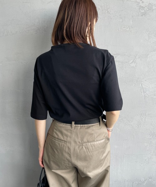 ORCIVAL（オーシバル）の「[ORCIVAL/オーシバル] ボートネック 5分袖カットソー（Tシャツ/カットソー・レディース・ブラック/グレー/ホワイト/ピンク/ラベンダー・2）」の22枚目の写真