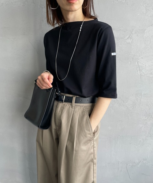 ORCIVAL（オーシバル）の「[ORCIVAL/オーシバル] ボートネック 5分袖カットソー（Tシャツ/カットソー・レディース・ブラック/グレー/ホワイト/ピンク/ラベンダー・2）」の21枚目の写真