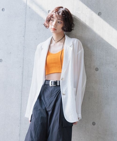 PAGEBOY（ページボーイ）の「シアージャケット（テーラードジャケット・レディース・ホワイト/ブラック/ブルー・FREE）」の7枚目の写真