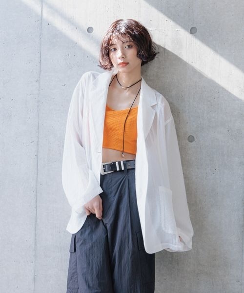 PAGEBOY（ページボーイ）の「シアージャケット（テーラードジャケット・レディース・ホワイト/ブラック/ブルー・FREE）」の8枚目の写真