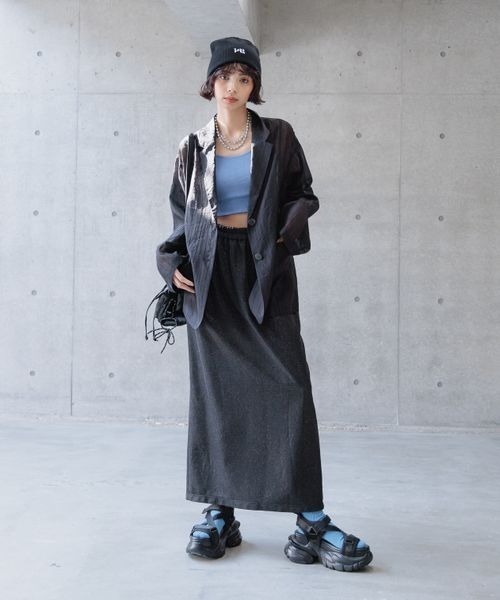 PAGEBOY（ページボーイ）の「シアージャケット（テーラードジャケット・レディース・ホワイト/ブラック/ブルー・FREE）」の9枚目の写真