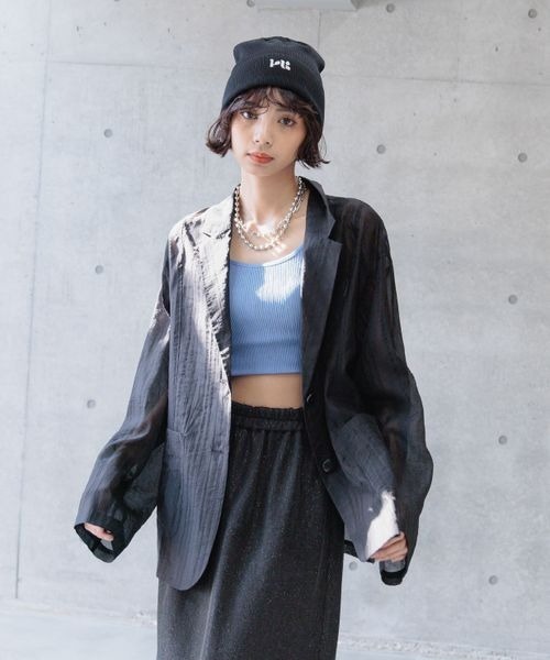 PAGEBOY（ページボーイ）の「シアージャケット（テーラードジャケット・レディース・ホワイト/ブラック/ブルー・FREE）」の15枚目の写真