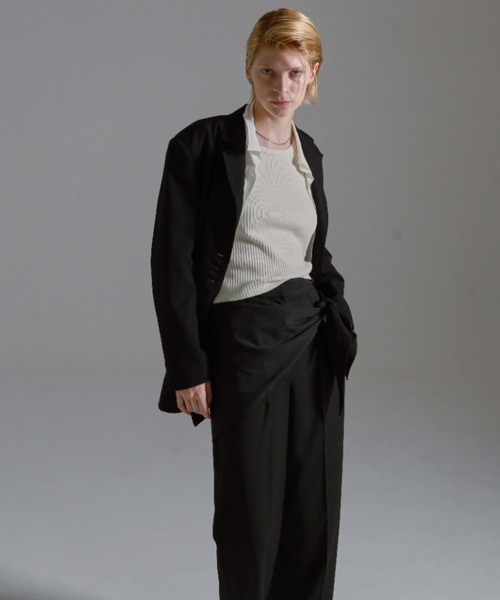 CREDONA（クレドナ）の「SWAY SCARF PANTS/スウェイスカーフパンツ（スラックス・レディース・ブラック/チャコールグレー/ブラウン・0/1）」の9枚目の写真