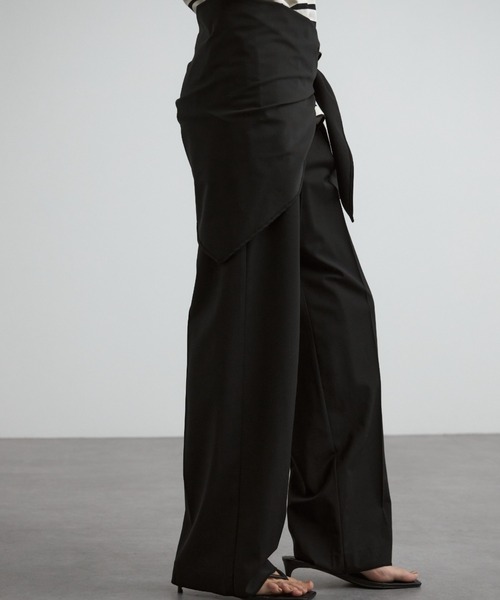 CREDONA（クレドナ）の「SWAY SCARF PANTS/スウェイスカーフパンツ（スラックス・レディース・ブラック/チャコールグレー/ブラウン・0/1）」の13枚目の写真