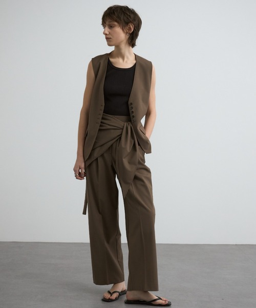 CREDONA（クレドナ）の「SWAY SCARF PANTS/スウェイスカーフパンツ（スラックス・レディース・ブラック/チャコールグレー/ブラウン・0/1）」の22枚目の写真