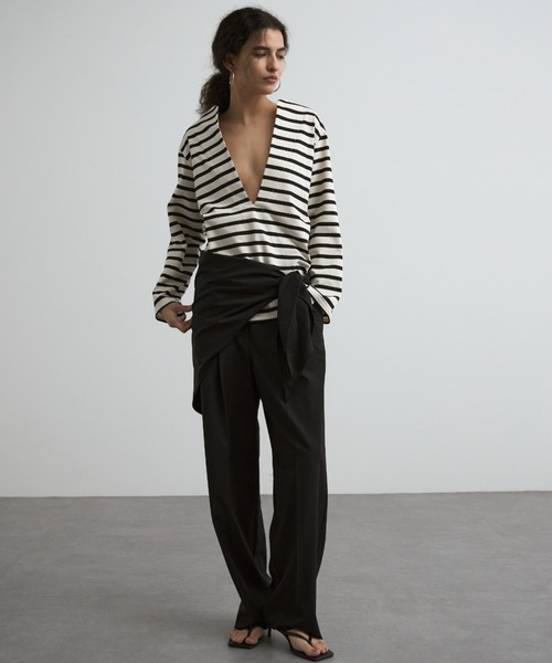 CREDONA（クレドナ）の「SWAY SCARF PANTS/スウェイスカーフパンツ（スラックス・レディース・ブラック/チャコールグレー/ブラウン・0/1）」の10枚目の写真