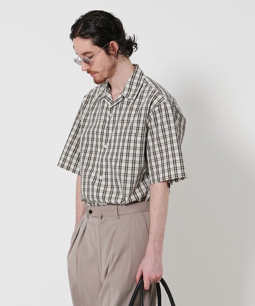 【美品】steven alan チェック ネルシャツ 厚手 秋冬 ブラウン S Steven Alan＞ コットン/シルク/リネン チェック レギュラー