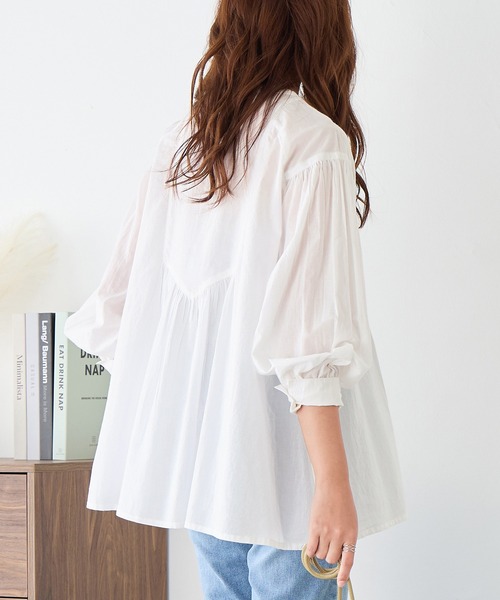 Viola e Viola（ヴィオラエヴィオラ）の「【インド綿】ブザム刺繍前開きブラウス（シャツ/ブラウス・レディース・ブラック/グリーン/ホワイト・ML）」の5枚目の写真