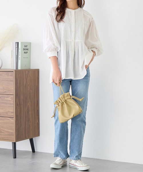 Viola e Viola（ヴィオラエヴィオラ）の「【インド綿】ブザム刺繍前開きブラウス（シャツ/ブラウス・レディース・ブラック/グリーン/ホワイト・ML）」の7枚目の写真