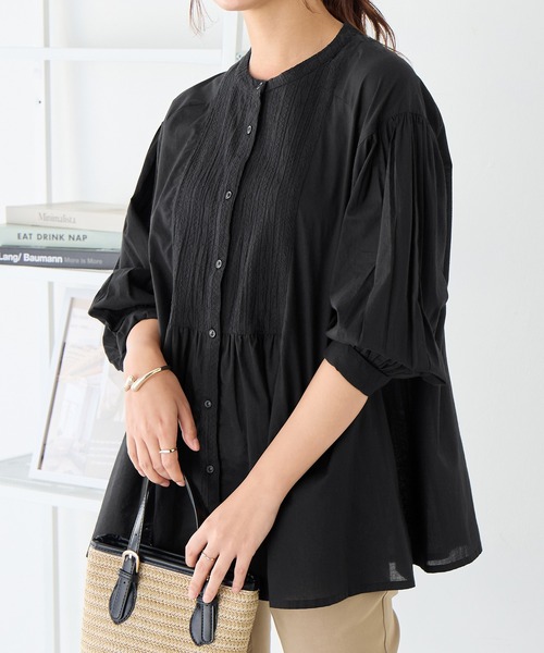 Viola e Viola（ヴィオラエヴィオラ）の「【インド綿】ブザム刺繍前開きブラウス（シャツ/ブラウス・レディース・ブラック/グリーン/ホワイト・ML）」の10枚目の写真