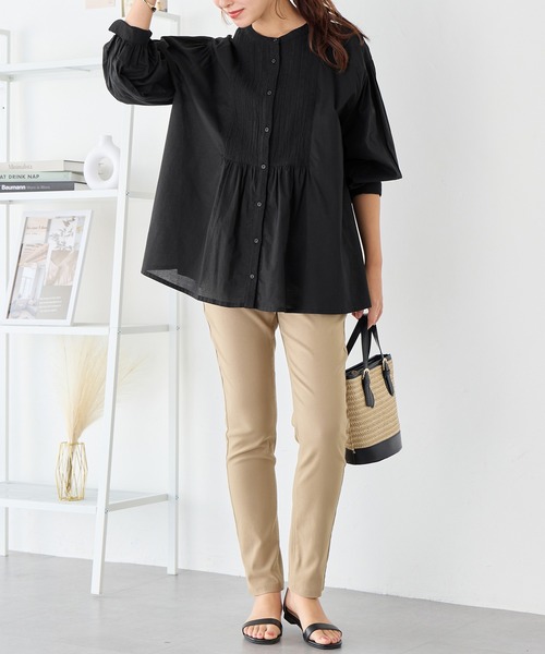 Viola e Viola（ヴィオラエヴィオラ）の「【インド綿】ブザム刺繍前開きブラウス（シャツ/ブラウス・レディース・ブラック/グリーン/ホワイト・ML）」の11枚目の写真