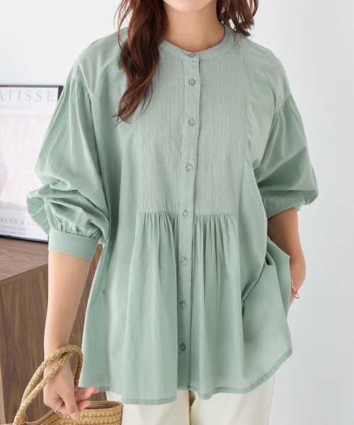 Viola e Viola（ヴィオラエヴィオラ）の「【インド綿】ブザム刺繍前開きブラウス（シャツ/ブラウス・レディース・ブラック/グリーン/ホワイト・ML）」の13枚目の写真