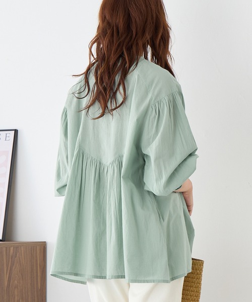 Viola e Viola（ヴィオラエヴィオラ）の「【インド綿】ブザム刺繍前開きブラウス（シャツ/ブラウス・レディース・ブラック/グリーン/ホワイト・ML）」の14枚目の写真