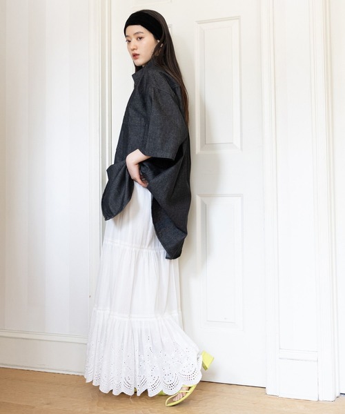 RAGEBLUE（レイジブルー）の「オーバーサイズ/Wジップデニムルーズシャツ（シャツ/ブラウス・レディース・ライトブルー/ブラック/ブラウン・FREE）」の6枚目の写真