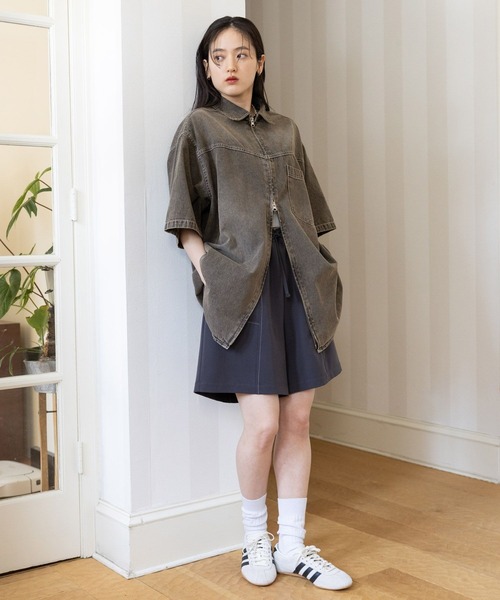 RAGEBLUE（レイジブルー）の「オーバーサイズ/Wジップデニムルーズシャツ（シャツ/ブラウス・レディース・ライトブルー/ブラック/ブラウン・FREE）」の10枚目の写真